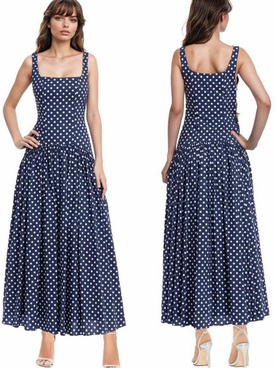 Badgley Mischka Dresses & Skirts - Jewel Badgley Mischka Women's Isla Polka Dot Drop Waist Maxi Dress Blur Size 6